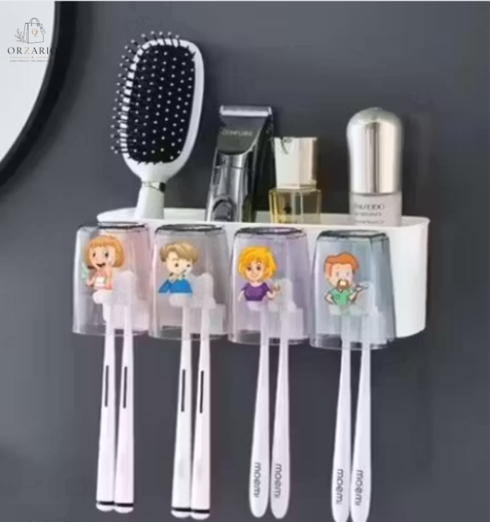 Toothbrush Holder with Multi-Slot Organizer for Bathroom