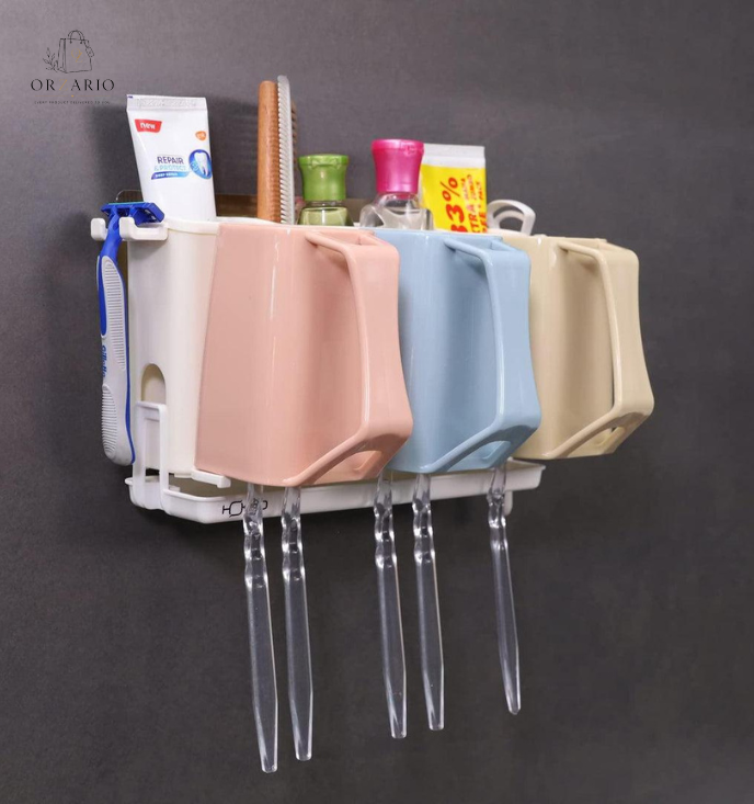 Toothbrush Holder with Multi-Slot Organizer for Bathroom