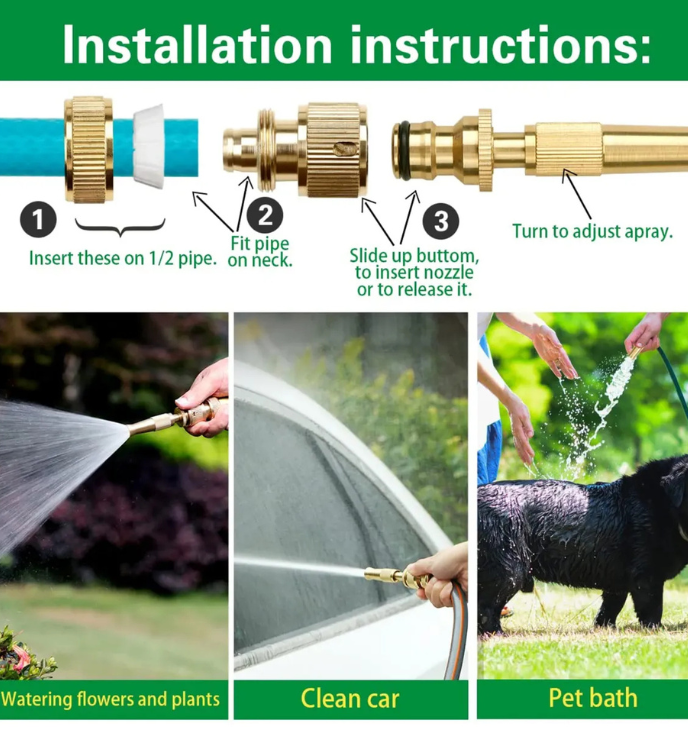 Nozzle Water Spray Adjustable for Car & Garden