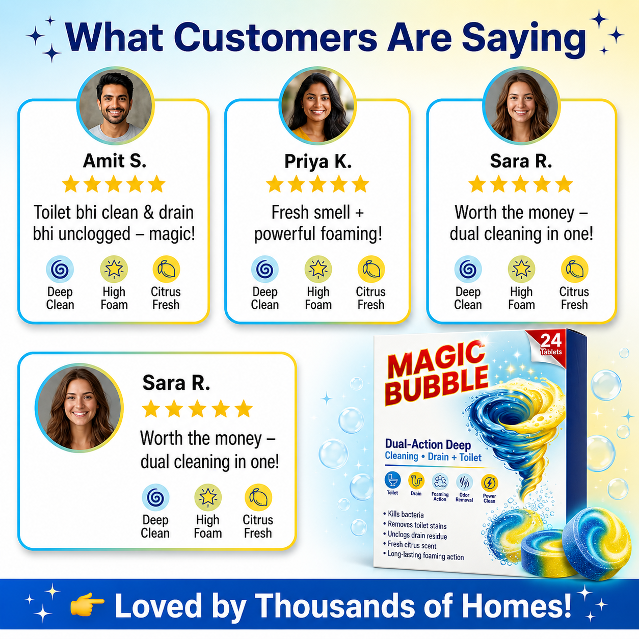 Magic Bubble Toilet Cleaning Tablets (24 Tablets)