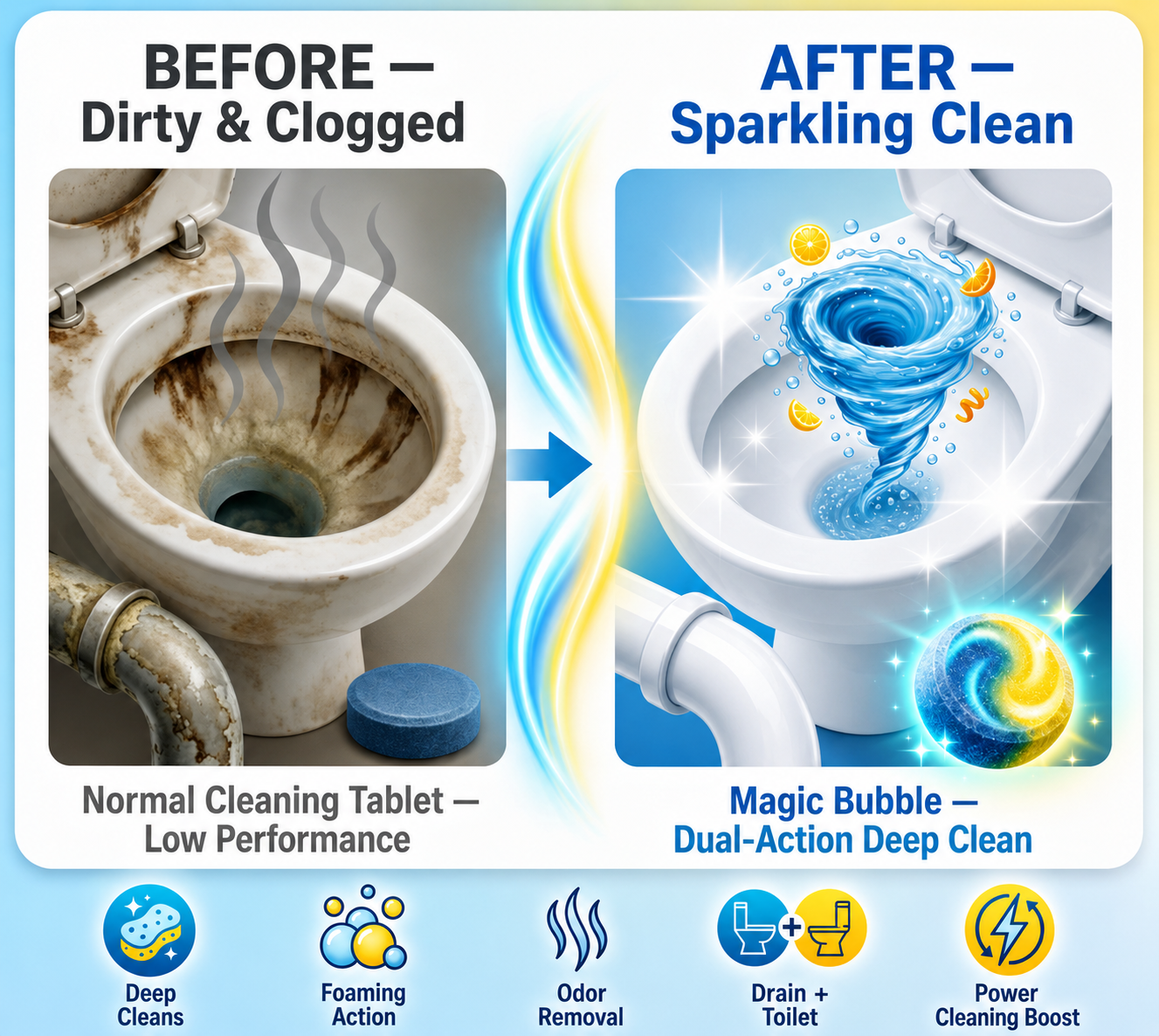 Magic Bubble Toilet Cleaning Tablets (24 Tablets)